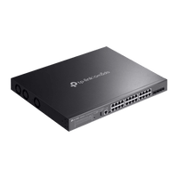 Switch Omada L3 SDN Administrable / 24 puertos PoE af/at Gigabit y 4 puertos SFP+ / Presupuesto PoE 720W / Funciones RIP, VRRP, Servidor DHCP / Administración centralizada OMADA / Fuente Redundante