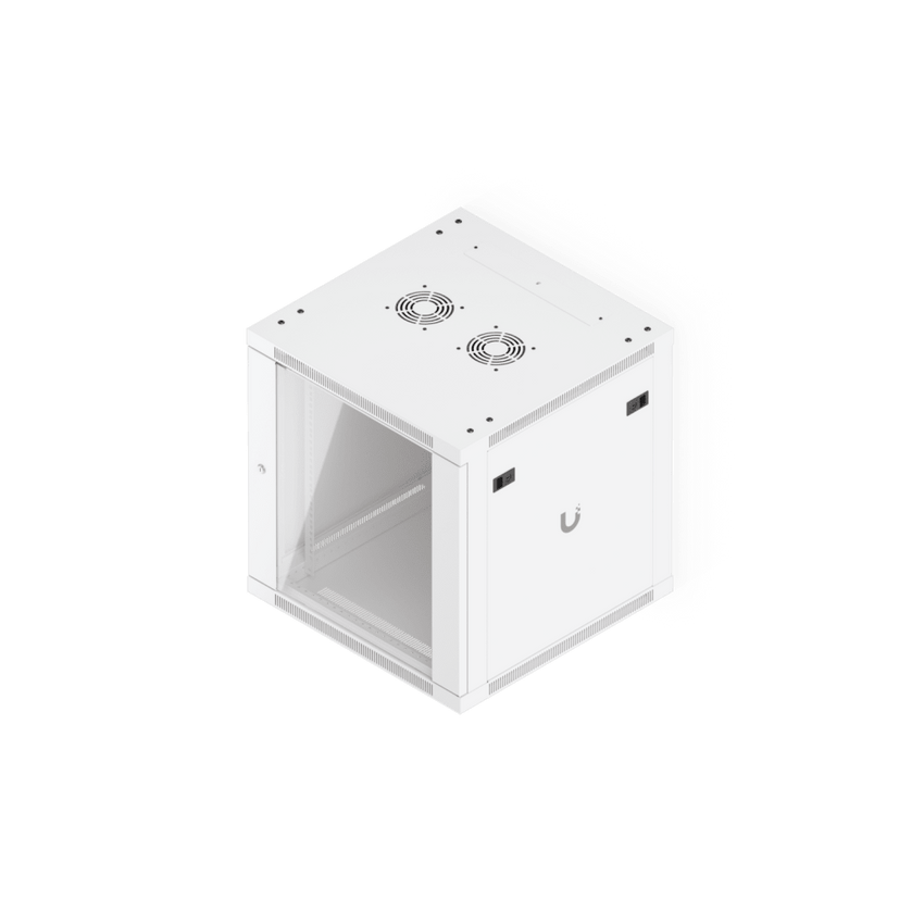 UACC Rack Cabinet 12U (598 x 600 mm) - Gabinete Cerrado para Montaje en Pared con Puerta Frontal de Vidrio Templado, Totalmente Ensamblado con Ventiladores Integrados y Paneles Removibles