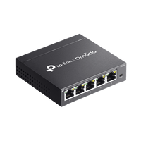 Switch Gestionado Omada SDN / 5 Puertos Gigabit RJ45 / 10 Gbps Capacidad Switching / 7.4 Mpps Forwarding Rate / Gestión Cloud Centralizada / VLAN 802.1Q / QoS 8 Colas Prioridad / Metal Fanless