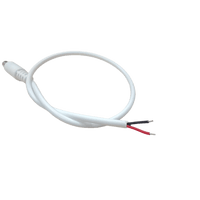 Cable con Conector Macho (Pigtail) | Forro Blanco |  Alimentación para Vcc con Puntas Libres | Polarizado | Largo 22 cm (8.66 Pulgadas) / Calibre 22AWG.