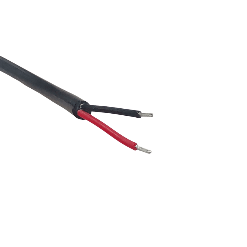 Cable con Conector Macho (Pigtail)  | Forro negro | Alimentación para Vcc con Puntas Libres / Polarizado / Largo 22 cm (8.66 Pulgadas) / Calibre 22AWG.