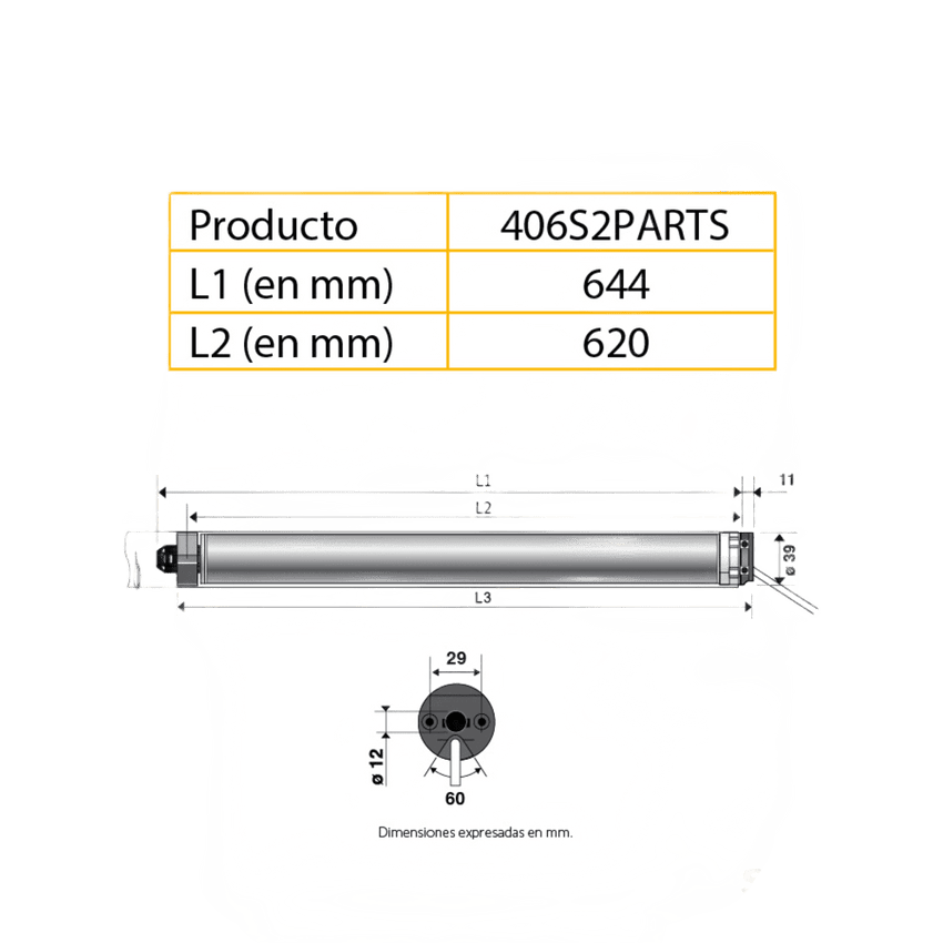Para persiana, motor tubular mecánico, integrable con Shelly25 o MINICENTRALIS señal RTS, Persiana de 2.3 ancho y alto 4 mts.