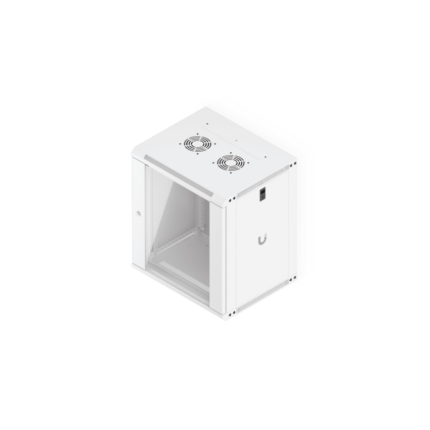 UACC Rack Cabinet 12U (550 x 450 mm) - Gabinete Cerrado para Montaje en Pared con Puerta de Vidrio Templado, Totalmente Ensamblado con Ventiladores Integrados y Paneles Removibles