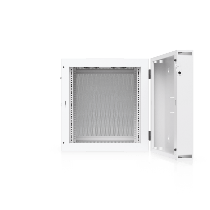 UACC Rack Cabinet 12U (600 x 703 mm) - Gabinete Cerrado para Montaje en Pared con Puerta Frontal Perforada, Puerta Trasera Abatible (Swing-Out) y Paneles Laterales Removibles con Llave