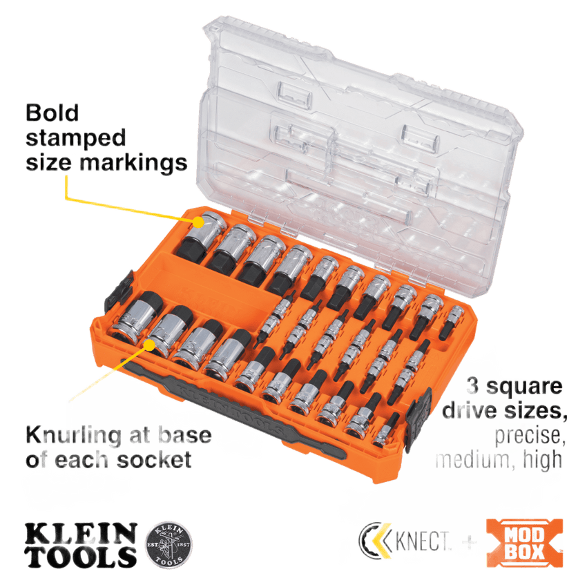Juego de Dados Moleteados / SAE-Métrico-Hex-Torx® / 13 Piezas por Set / Acabado Moleteado para Mejor Agarre / Marcado en Relieve / Incluye Llaves Cuadradas