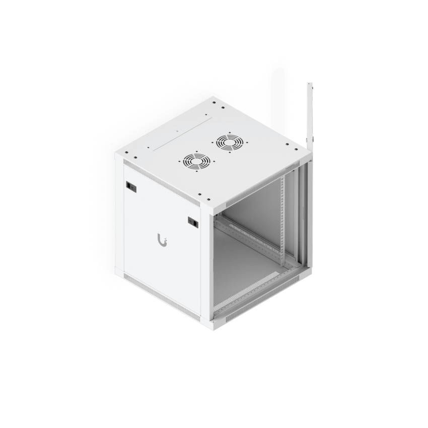 UACC Rack Cabinet 12U (598 x 600 mm) - Gabinete Cerrado para Montaje en Pared con Puerta Frontal Perforada, Totalmente Ensamblado con Ventiladores Integrados y Paneles Removibles