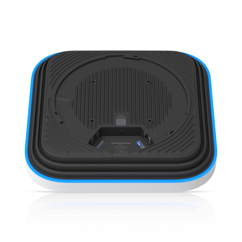 UniFi Enterprise Access Point E7, WiFi 7, 2.4/5/6GHz, 10 Cadenas Espaciales, Analizador Espectral en Tiempo Real, Hasta 1000 Dispositivos, (1) Puerto 10G RJ45 y (1) Puerto 1G RJ45 para Alta Disponibilidad de Energía y Datos