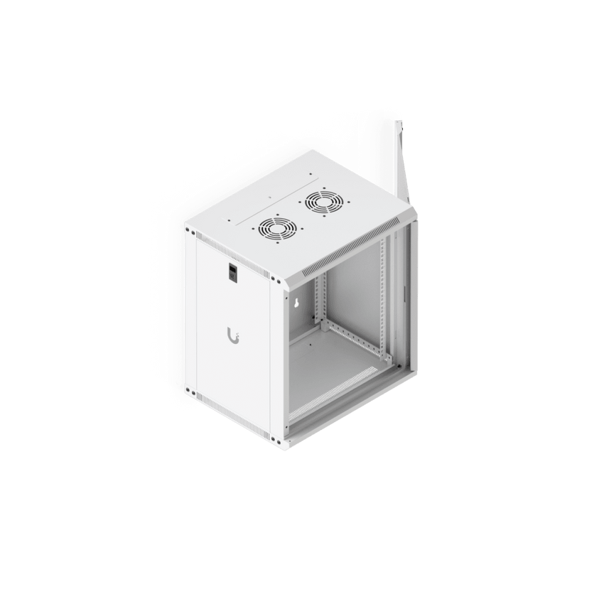 UACC Rack Cabinet 12U (550 x 450 mm) - Gabinete Cerrado para Montaje en Pared con Puerta de Vidrio Templado, Totalmente Ensamblado con Ventiladores Integrados y Paneles Removibles