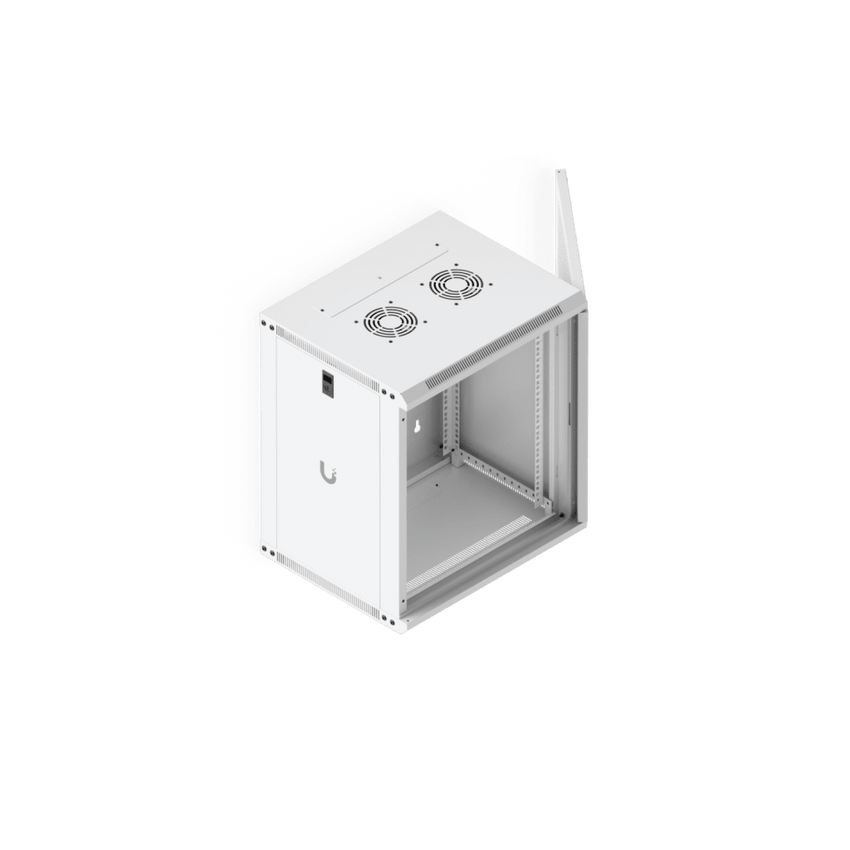 UACC Rack Cabinet 12U (550x 450 mm) - Gabinete Cerrado para Montaje en Pared con Puerta Frontal Perforada, Totalmente Ensamblado con Ventiladores Integrados y Paneles Removibles