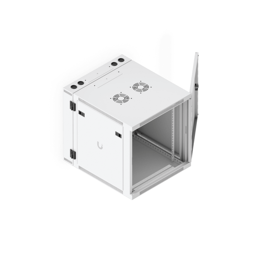UACC Rack Cabinet 12U (600 x 703 mm) - Gabinete Cerrado para Montaje en Pared con Puerta Frontal Perforada, Puerta Trasera Abatible (Swing-Out) y Paneles Laterales Removibles con Llave