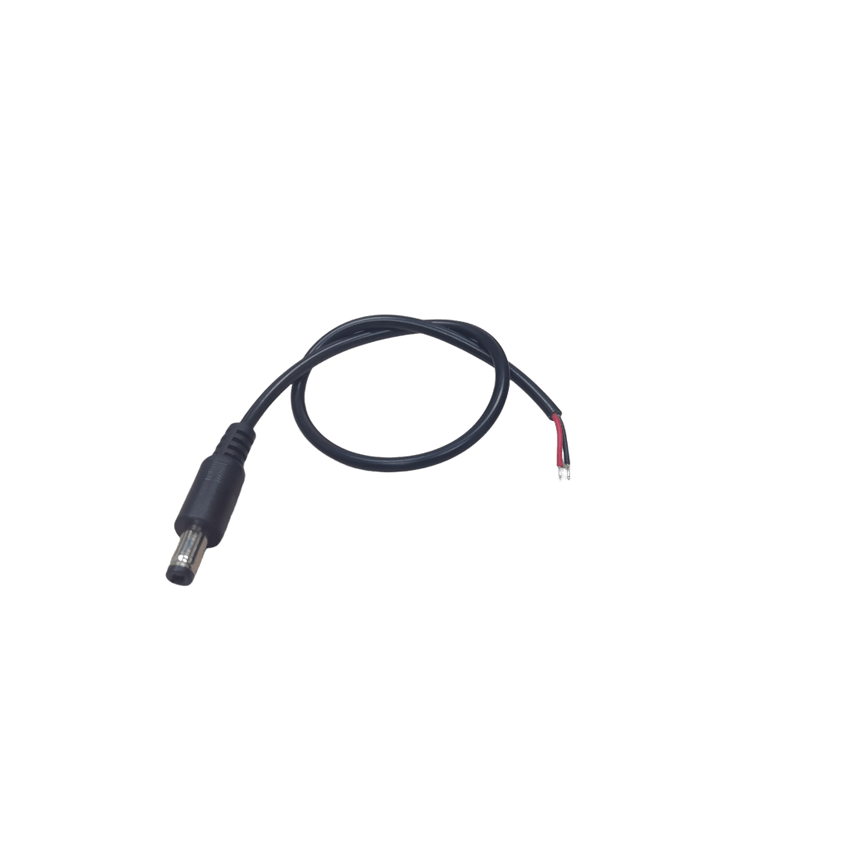 Cable con Conector Macho (Pigtail)  | Forro negro | Alimentación para Vcc con Puntas Libres / Polarizado / Largo 22 cm (8.66 Pulgadas) / Calibre 22AWG.
