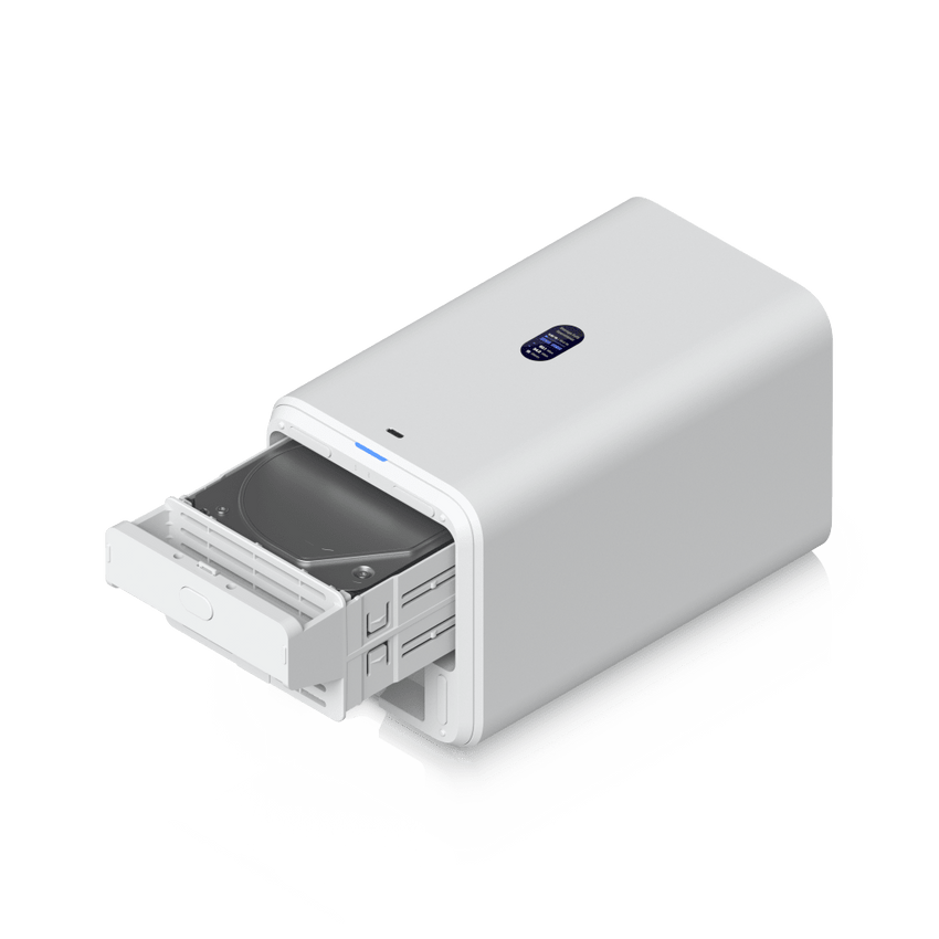 UniFi UNAS-2 – Almacenamiento en Red (NAS) Compacto con 2 Bahías para HDD de 3.5”, Puerto de Red 2.5 GbE, Conectividad USB-C y Adaptador PoE++ Incluido