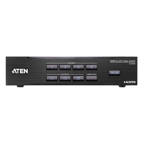 Switcher HDMI a USB 4 Entradas | 4K@60 | USB-C Streaming | Audio Mixer | PiP/Chroma | Control App