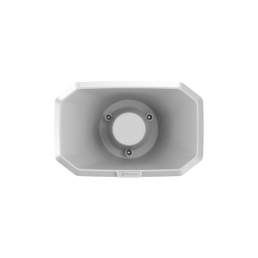 Altavoz IP Tipo Corneta / 10W / PoE+ / E/S de Alarma / Para integración con sistema Hanwha / IP66 / SIP, IPv4, HTTP, DNS, NTP, TCP, UDP, ARP.