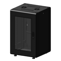 Gabinete Rack 19 Pulgadas / 18 Unidades / Piso / Puerta de Cristal / Acero Calibres 16-18-20 / Capacidad 750 kg (1653.5 lb) / Dimensiones 60 cm (23.6 in) x 93 cm (36.6 in) x 46 cm (18.1 in)