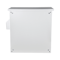 Gabinete Ventilado de Acero IP55 Uso en Exterior (593 x 609 x 399 mm) con Placa Trasera Interior Metálica y Compuerta Inferior Atornillable. Incluye Ventilador, Ventilas, filtros, Montaje Rack 19", Terminal de Tierra Física, Chapas y Ll