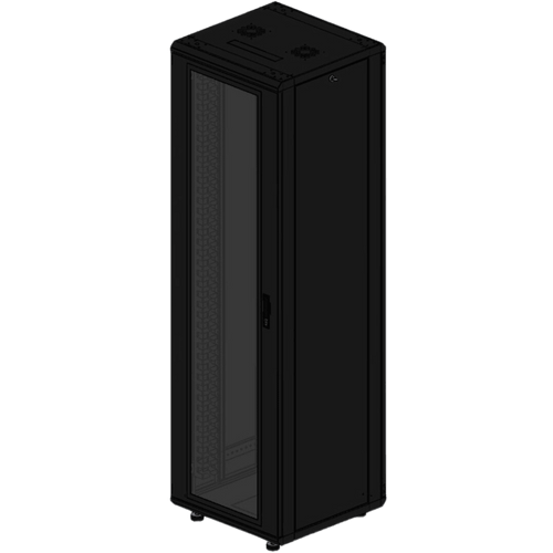 Gabinete rackeable de piso de 42U, compatible con estándar 19 pulgadas, equipado con puerta frontal de cristal para una mejor visibilidad y presentación profesional