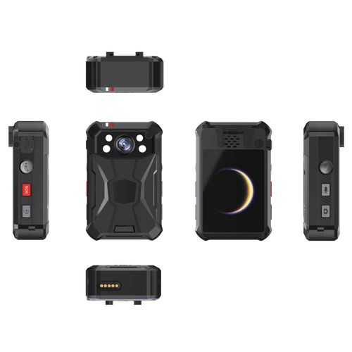 Body Camera Portátil / Grabación a 2K / Pantalla 2.4" LCD / IP68 / H.265 / 64GB de Almacenamiento / GPS / WIFI / 3G y 4G / Fotos de Hasta 40 Megapixel / Micrófono Integrado