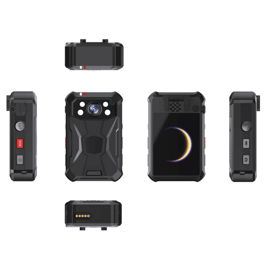 Body Camera Portátil / Grabación a 2K / Pantalla 2.4" LCD / IP68 / H.265 / 64GB de Almacenamiento / GPS / WIFI / 3G y 4G / Fotos de Hasta 40 Megapixel / Micrófono Integrado