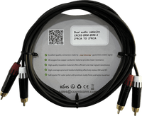 Cable 2 RCA x 2 RCA, conectores negros, con diferenciador de blanco y rojo (2x MT380-RD - 2x MT380-WH), length 2m