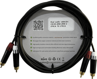 Cable 2 RCA x 2 RCA, conectores negros, con diferenciador de blanco y rojo (2x MT380-RD - 2x MT380-WH), length 2m
