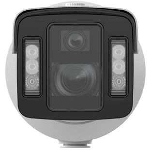 [TandemVu] Bala IP Dual 4 Megapixel (2 Lentes) / Lente Fijo (4 mm / ColorVu) y Lente Mot. (5 a 20 mm / DarkFighter X) / Luz Dual (IR y Luz Blanca) / IP67 / IK10 / Reconocimiento Facial / ACUSENSE / WDR 140 dB / DeepinView / Búsqueda por Atributos