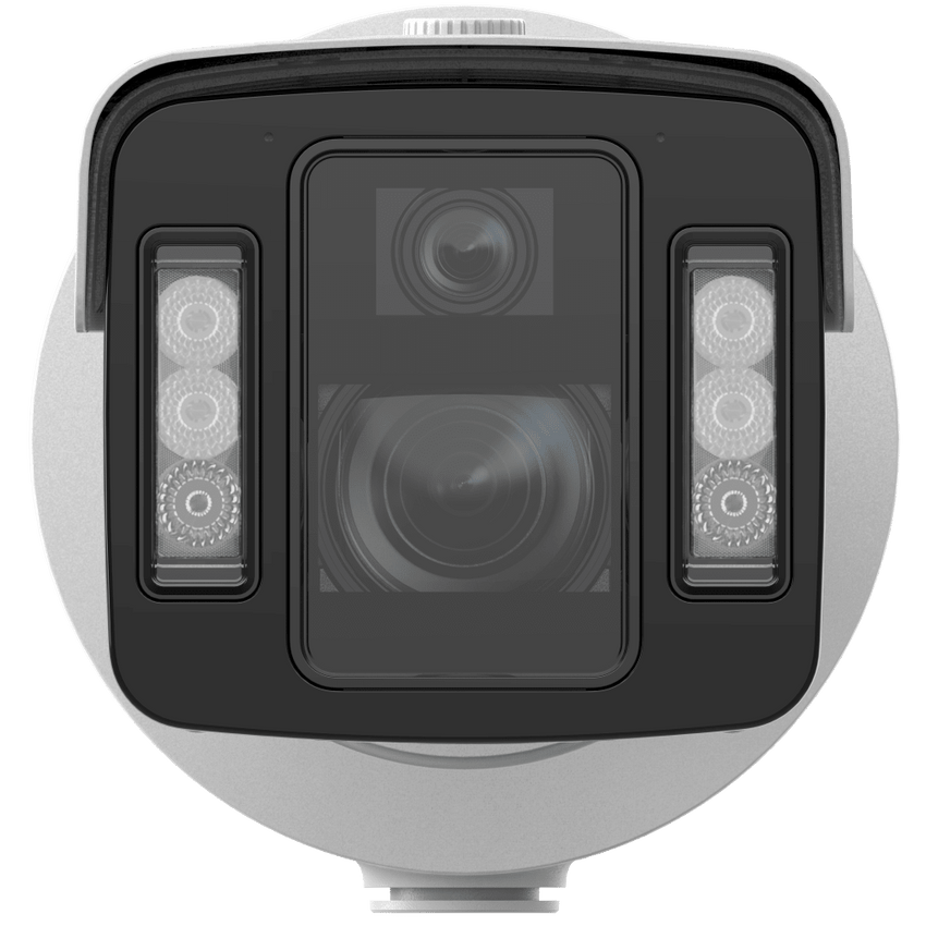 [TandemVu] Bala IP Dual 4 Megapixel (2 Lentes) / Lente Fijo (4 mm / ColorVu) y Lente Mot. (5 a 20 mm / DarkFighter X) / Luz Dual (IR y Luz Blanca) / IP67 / IK10 / Reconocimiento Facial / ACUSENSE / WDR 140 dB / DeepinView / Búsqueda por Atributos