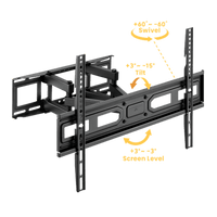 Montaje de Pared Universal Articulado para Monitores de 37 a 80" | Carga Máxima 40 Kg | Vesa  100 x 100 a 600 x 400| Fabricado en Acero