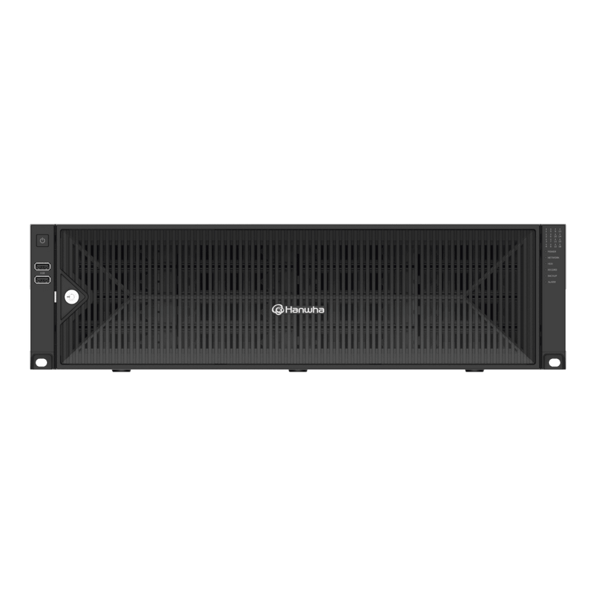 NVR de 64 canales / Soporta grabación hasta 32 MP / H.265 & Wisestream / Procesamiento 400 Mbps / 3 Puertos de Red / Raid 5-6 / 160 TB incluidos