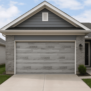 Puerta de Garage de Alta Calidad / Estilo Americano / Acabado Laminado PREMIUM / Color Gris / 12x7 Pies.