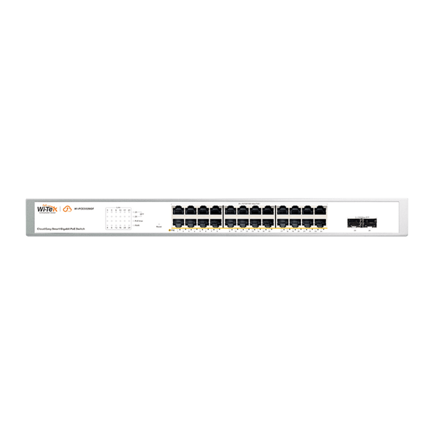 Switch Administrable PoE  / 24 puertos PoE af/at Gigabit /  2 x SFP Gigabit / Administración Cloud Gratuita / Presupuesto 370 W