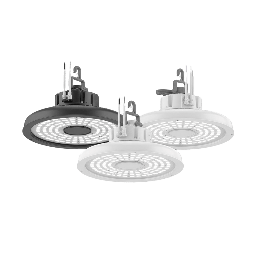 Luminaria LED High Bay Redonda REBL / 24 000- 27 000 -30 000 Lúmenes / 150-170-200W / 3500K-4000-5000 K CCT Switchable / IP66 NEMA 4X / IK10 / UVOLT 120-347V / DLC Premium