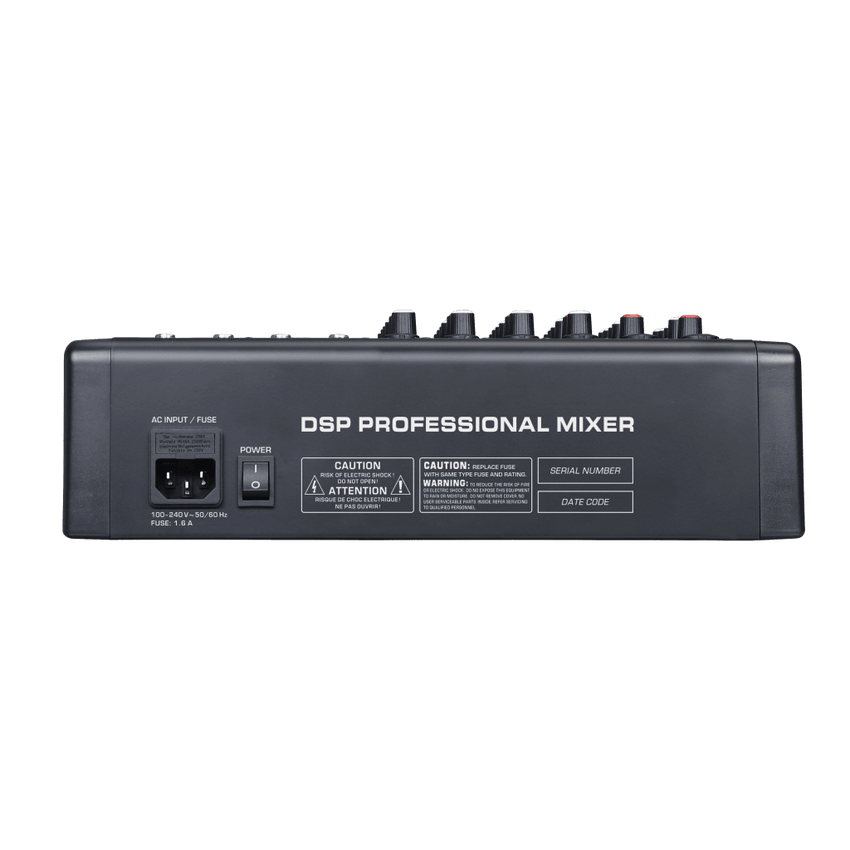 Consola de Mezcla Analógica | 8 Canales | 6 Entradas Mic/Línea | 12 Salidas | DSP Efectos | USB Media | Bluetooth | Montaje en Rack