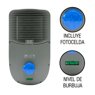 Luminario Urbano con Fotocelda / 200W / Flujo Luminoso 32 000 lm / Ángulo de Luz 105°-135° / IP65 / Montaje en Poste o Brazo / Vida Útil 50 000 h.