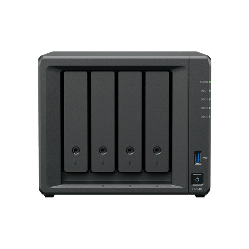 NAS Dispositivo de Protección de Datos Synology ActiveProtect DP340 | 14.5 TB de Capacidad de Copia de Seguridad | RAID 5 con 4 HDD de 8 TB | RAID 1 con 2 SSD de 400 GB | Puerto RJ-45 de 10 GbE | Protección contra Ransomware | Inmutabilidad