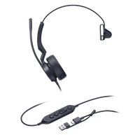 Diadema Cableada Profesional USB-C/A UH44 Mono de Yealink con Cancelación de Ruido por IA y Control de Llamadas Integrado