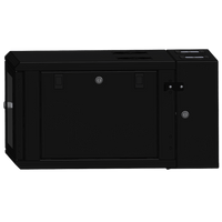 Gabinete Rackeable / 06 Unidades / Pared 19 Pulgadas / Puerta de Cristal / Pintura Electroestática Negro / Abatible 120° / Ventilación 120 mm