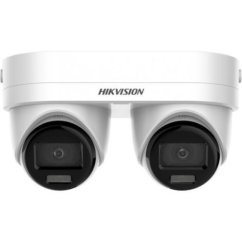 PanoVu Series / Lente Dual de 4 Megapixel / 2 Lentes Fijos de 2.8 mm / Recomendado para Pasillos o Esquinas / IP67 / IK10 / PoE / WDR 120 dB / 10 mts IR / Entrada y Salida de Audio y Alarma / MicroSD