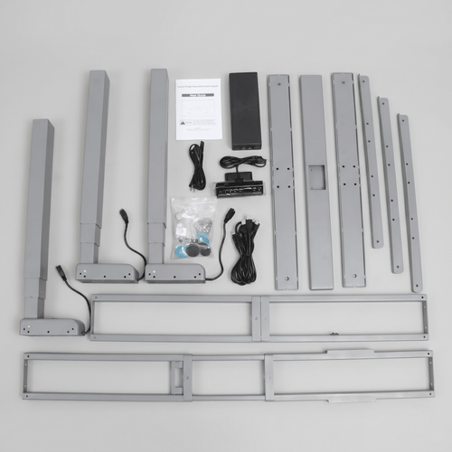 Base de Escritorio Motorizado Profesional Tipo L (3 Columnas) / Altura Ajustable 60-125cm / Estructura Estable / Funcionamiento Suave / 4 Preset de Posiciones / Color Gris / Soporta hasta 150Kg de carga