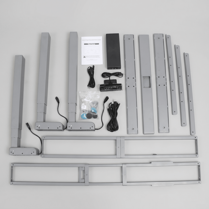 Base de Escritorio Motorizado Profesional Tipo L (3 Columnas) / Altura Ajustable 60-125cm / Estructura Estable / Funcionamiento Suave / 4 Preset de Posiciones / Color Gris / Soporta hasta 150Kg de carga