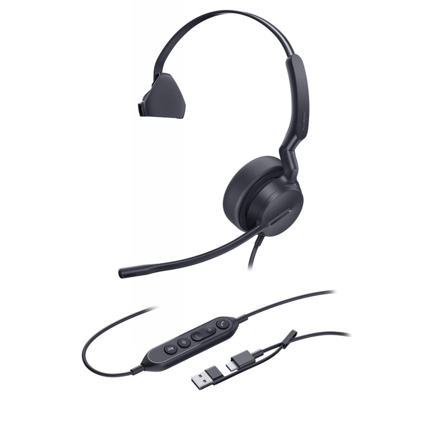 Diadema Alambrica UH42 SE Mono USB-C/A de Yealink con Sonido HD y Tecnología AI Noise Cancelling
