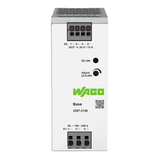 Fuente de Alimentación BASE / 24V DC 10A 240W / Monofásica 100-240V AC / Push-in CAGE CLAMP® / Sincronización Primaria / Autoenfriamiento / Paralelo y Serie / IP20 / Carril DIN