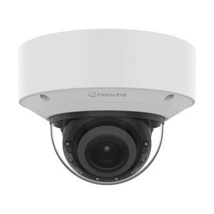 Cámara Domo AI 8 Megapíxeles / Motorizado 4.4-9.3 mm 2.1x / Dual NPU / IR 50 m (164 ft) / IP52 IK10 / Analítica Avanzada IA / extremeWDR 120 dB / Wisenet 9