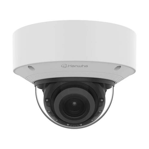 Cámara Domo AI 8 Megapíxeles / Motorizado 4.4-9.3 mm 2.1x / Dual NPU / IR 50 m (164 ft) / IP52 IK10 / Analítica Avanzada IA / extremeWDR 120 dB / Wisenet 9