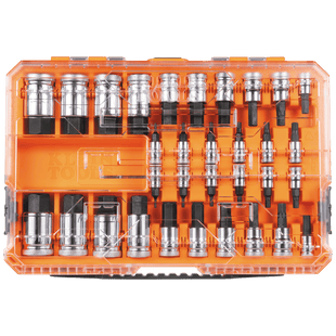 Juego de Dados Moleteados / SAE-Métrico-Hex-Torx® / 13 Piezas por Set / Acabado Moleteado para Mejor Agarre / Marcado en Relieve / Incluye Llaves Cuadradas