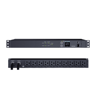 PDU ATS (Fuente Redundante Auto-transferible) Medible, Para Distribución de Energía, 2 Entradas 120 Vca NEMA5-15P, Con 10 Salidas NEMA 5-15R, Horizontal 19in, 1UR