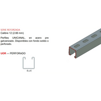 Unicanal Perforado Rojo 4 x 4 cm x 3 m / Calibre 12.
