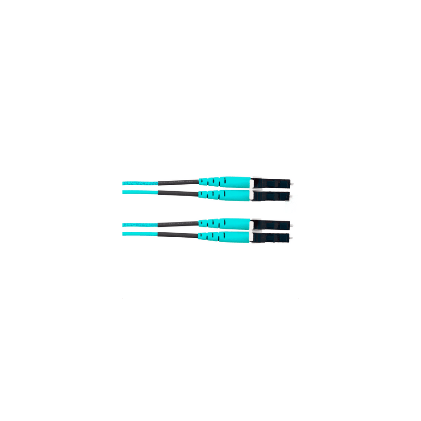 Jumper de Fibra Óptica Multimodo 50/125 OM4, LC-LC Duplex, OFNR (Riser), Color Aqua, 6 Metros (19.69 Pies)