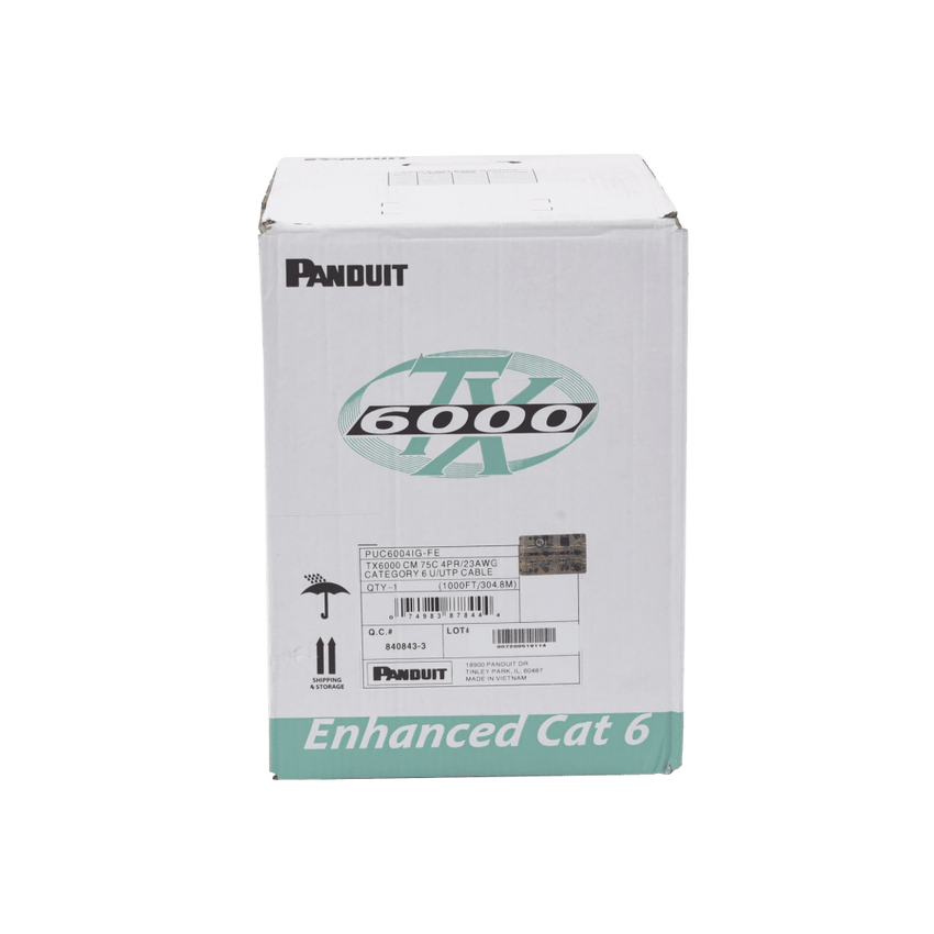 Bobina de Cable UTP 305 Metros (1000 Pies) de Cobre, TX6000? PanNet, Reelex, Gris Internacional, Categoría 6 Mejorado (23 AWG), PVC (CM), de 4 Pares