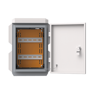 Gabinete de Acero Ventilado para Exterior 180 x 340 x 160 mm con Rieles DIN y 4 Placas Laterales para Montaje de Equipos por Fuera